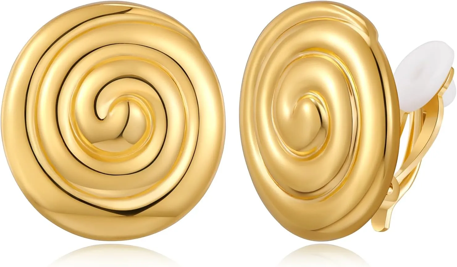MUYAN Gold Silver Chunky Clip on Earrings for Women Curved Square Thick Clip Earrings Everyday Lightweight Jewelry