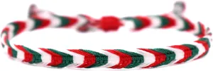 Mxico Flag Ankle Bracelet - Mxican Pride Anklet - Green, White & Red Jewerly - Adjustable Cultural Jewerly for Men & Women - Handmade Boho Style Bracelet - Meaningful Gift & Souvenir