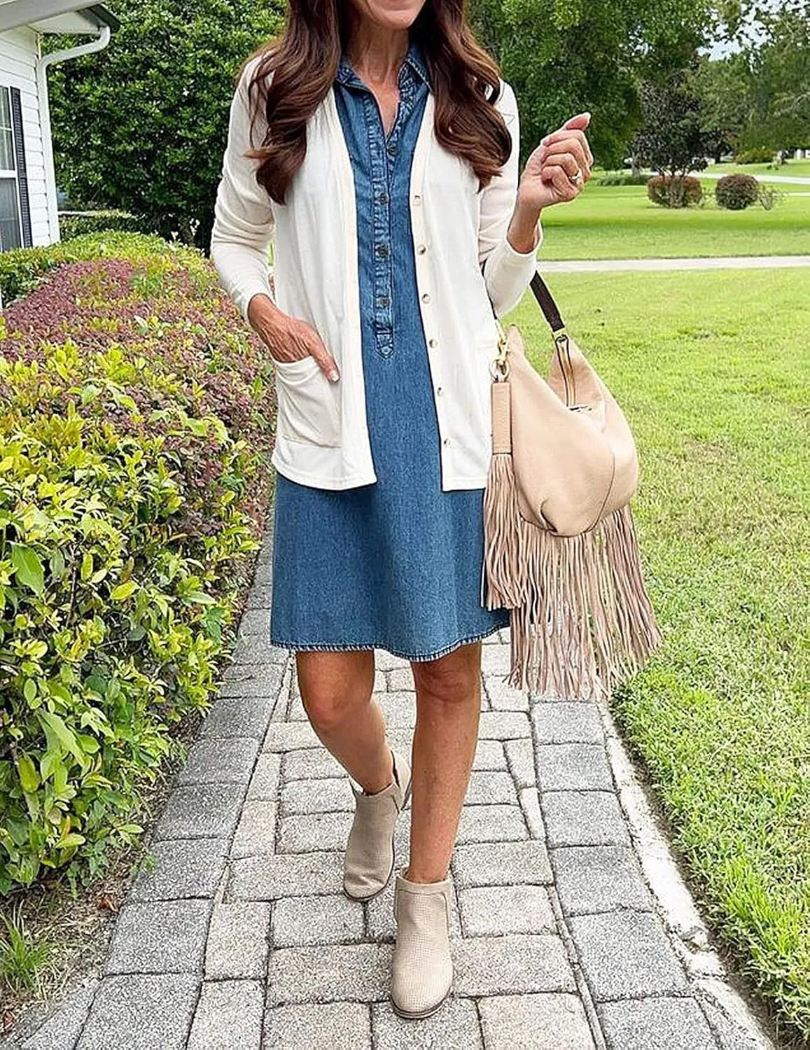 Naggoo Women's Cardigans Button Down Solid Knit Loose Cardigans with Pockets