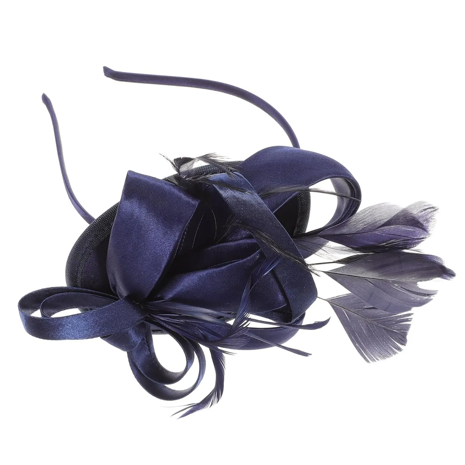 Navy Satin Tiara Hair Accessories Bridal Flower Headband Decor for Wedding