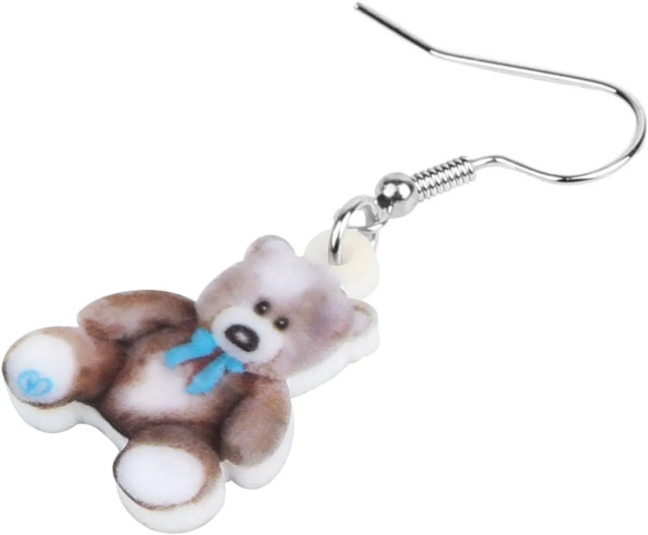 NEWEI Cute Acrylic Fuzzy Doll Bear Earrings 2D Print Dangle Jewelry for Women Funny Accessories Gifts Charm