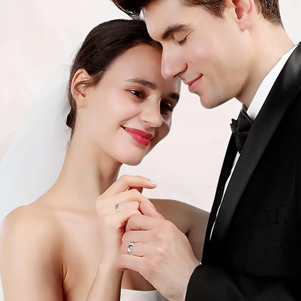 Nobelook Personalized Promise Rings Matching Rings, Custom Couples Rings Set Stainless Steel His & Hers Engagement Rings for Valentines Day Couples Jewelry Wedding Bands