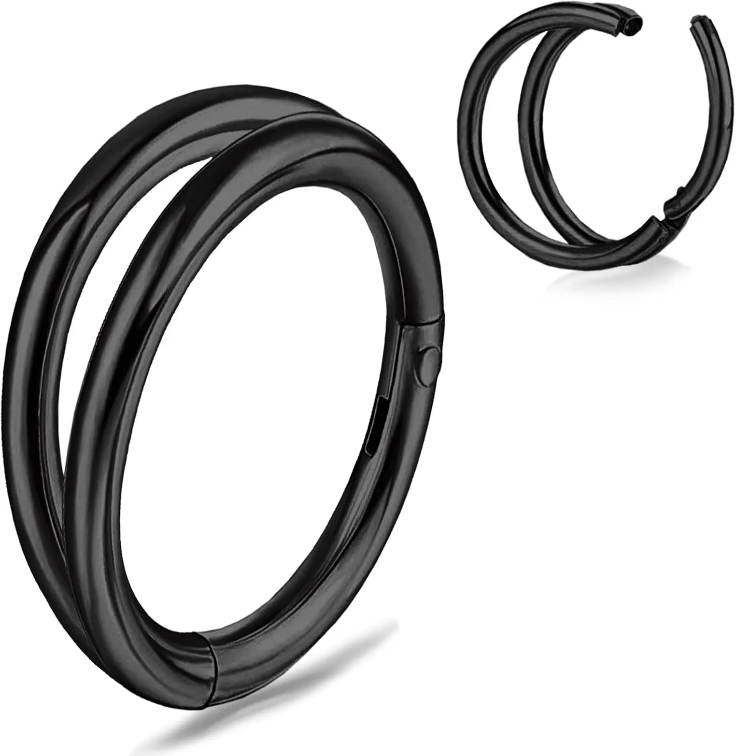 Nose Rings Double Septum Clicker Cartilage Hoop Earring Surgical Steel Piercing Open Stacked for Women and Men