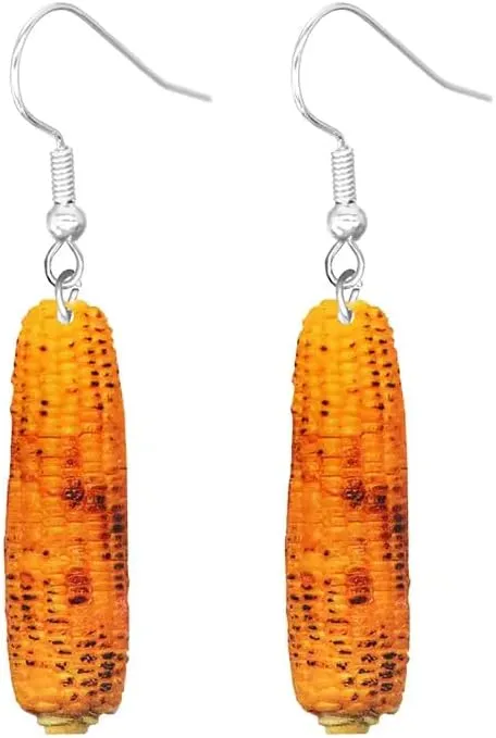 Novelty BBQ Grilled Corn Dangle Earrings, Food-Themed Acrylic Drop Jewelry