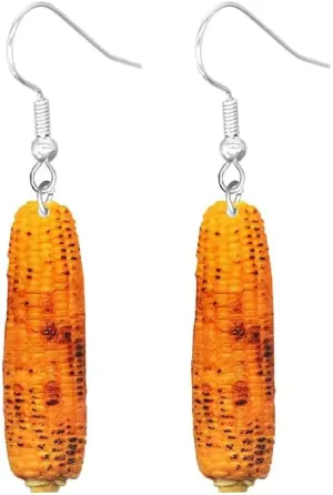 Novelty BBQ Grilled Corn Dangle Earrings, Food-Themed Acrylic Drop Jewelry