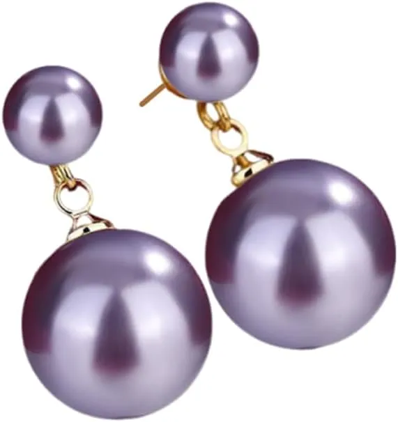 Ocean Shell Pearl Dangle Double Beads Pearl Earrings for Women Multicolor Fashion Jewelry Gift