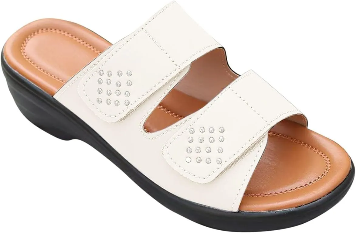 Orthopedic Sandals For Women Arch Support Walking Sandals Two Straps Wedge Sandals Bohemian Comfortable Outdoor Shoes