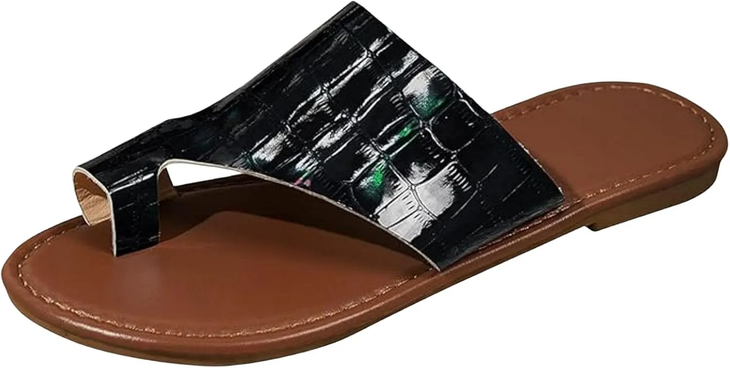 Orthopedic Sandals for Women Split-Toe Flat Slide Slippers Arch Support Flip Flop Sandals Summer Comfort Casual Beach Shoes