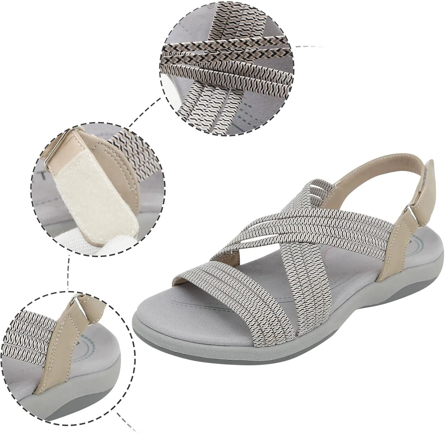 Orthopedic Sandals for Women with Arch Support 2025 Open Toe Slingback Comfortable Elastic Ankle Strap Footwear Summer Backless Mules Slide Walking Shoes for Daily Wear