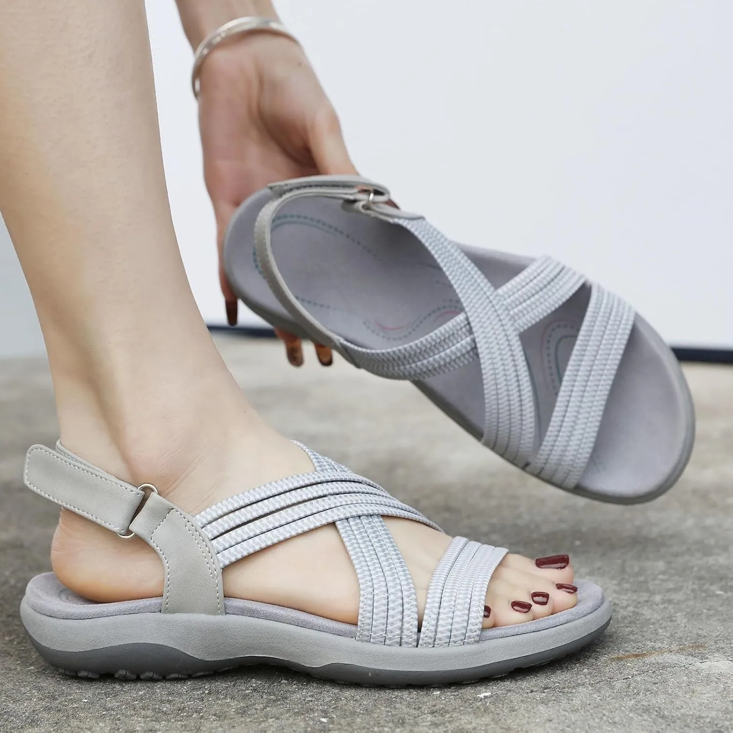 Orthopedic Sandals for Women with Arch Support 2025 Open Toe Slingback Comfortable Elastic Ankle Strap Footwear Summer Backless Mules Slide Walking Shoes for Daily Wear