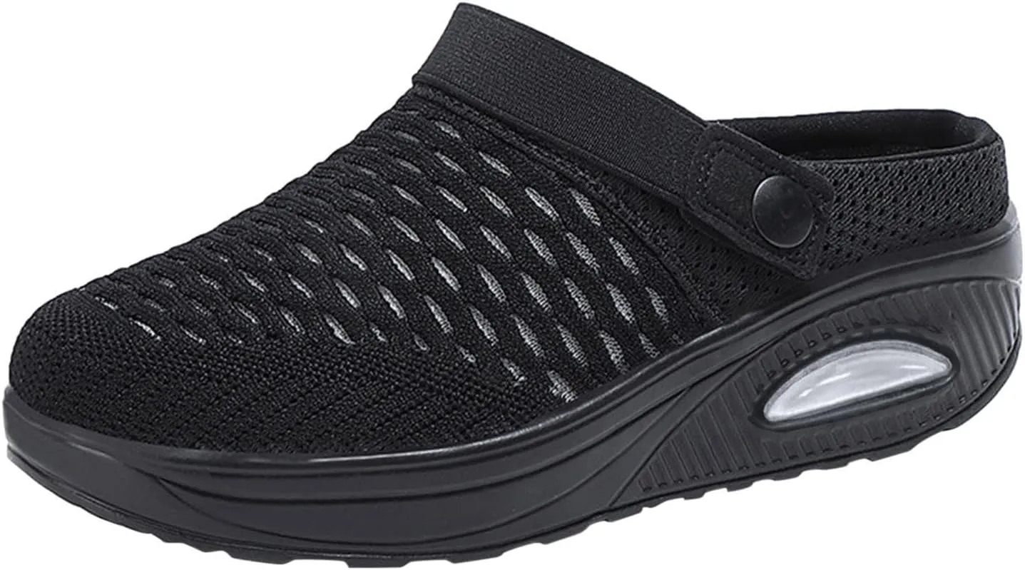 Orthopedic Shoes for Women Breathable Air Cushion Platform Mesh Mules Summer Comfortable Slip-On Orthopedic Diabetic Sandals Lightweight Arch Support Clogs Beach Shoes