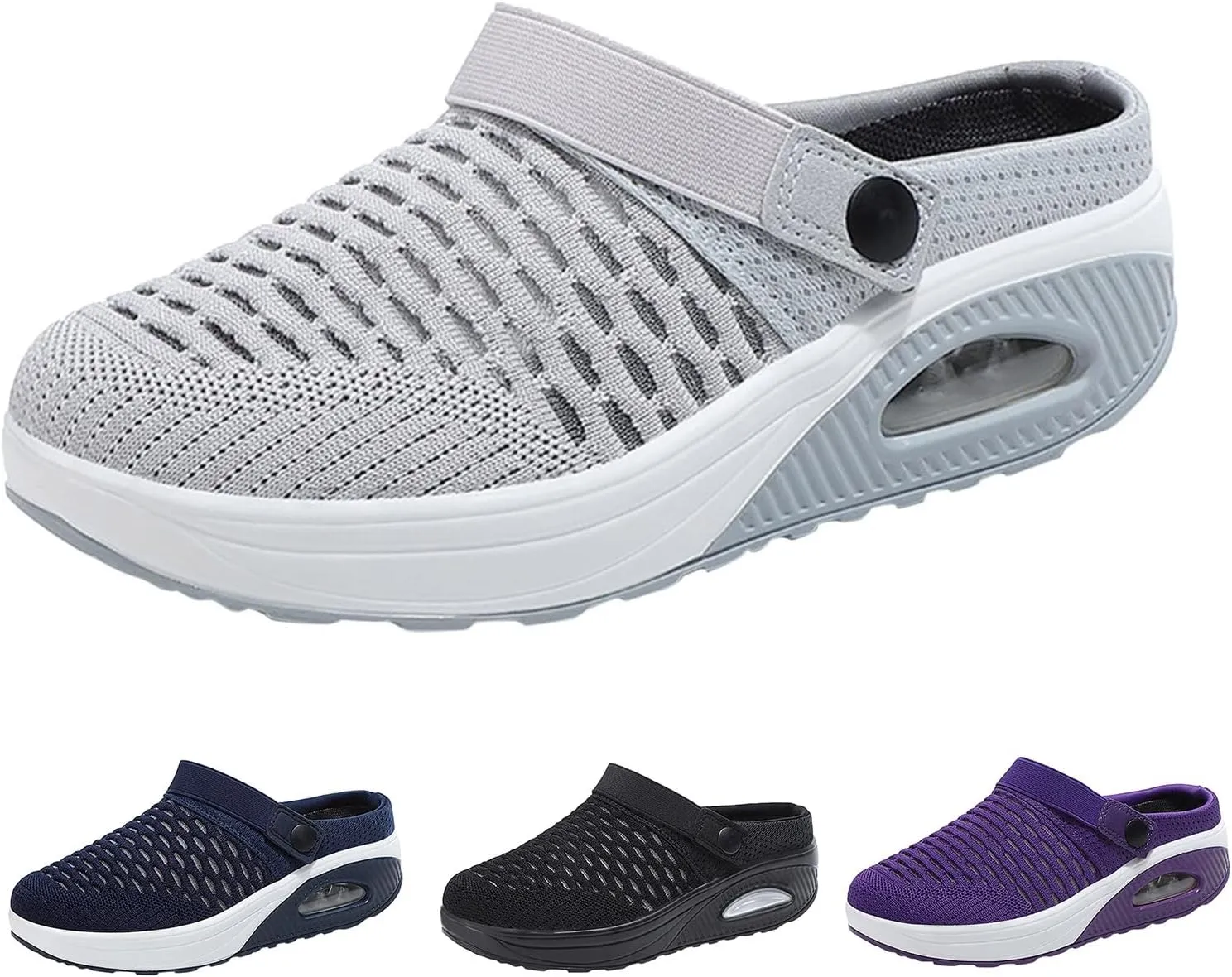 Orthopedic Shoes for Women Breathable Air Cushion Platform Mesh Mules Summer Comfortable Slip-On Orthopedic Diabetic Sandals Lightweight Arch Support Clogs Beach Shoes
