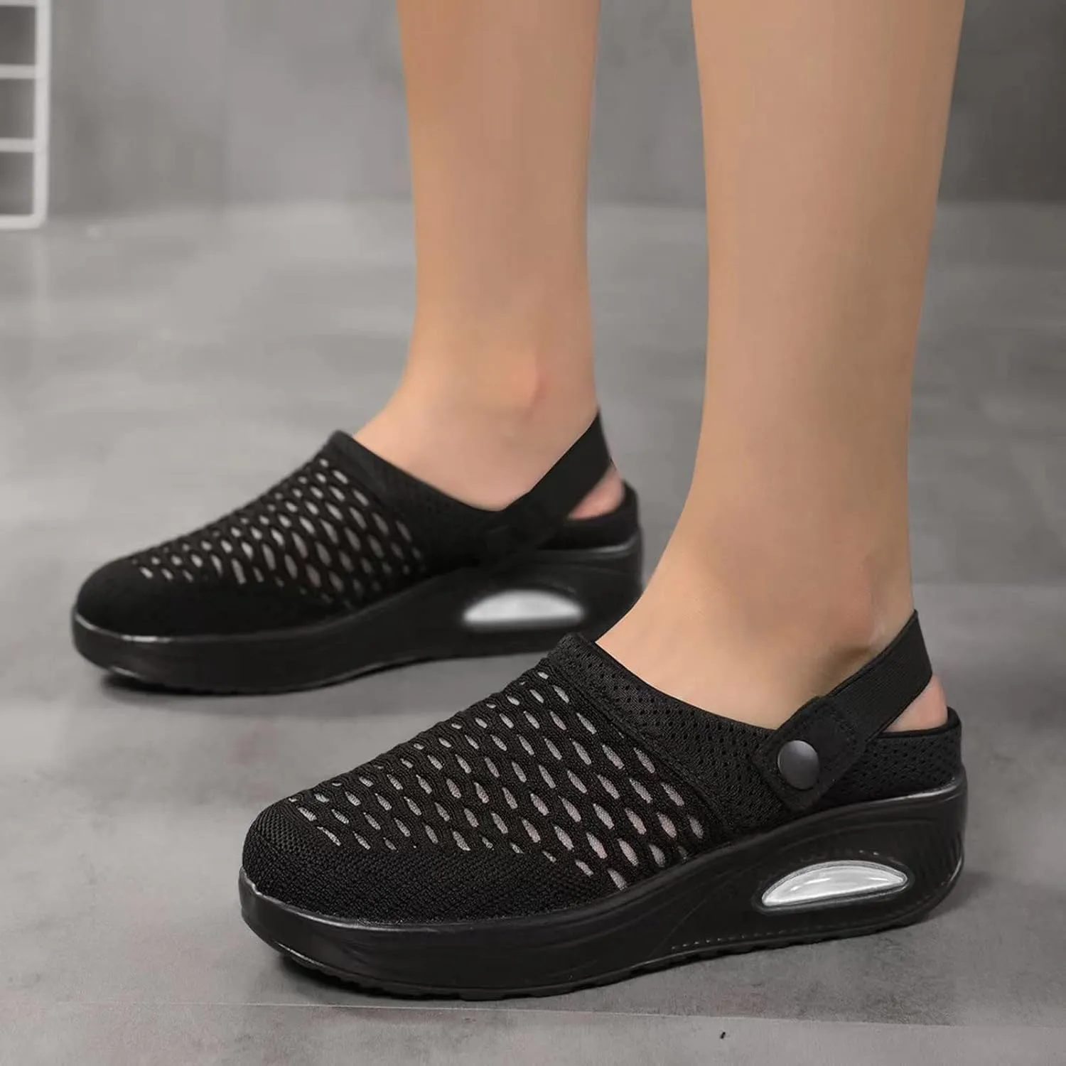 Orthopedic Shoes for Women Breathable Air Cushion Platform Mesh Mules Summer Comfortable Slip-On Orthopedic Diabetic Sandals Lightweight Arch Support Clogs Beach Shoes