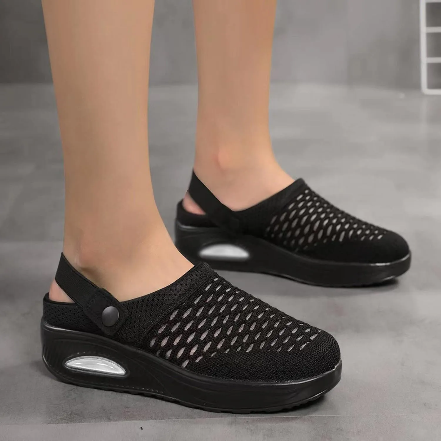 Orthopedic Shoes for Women Breathable Air Cushion Platform Mesh Mules Summer Comfortable Slip-On Orthopedic Diabetic Sandals Lightweight Arch Support Clogs Beach Shoes
