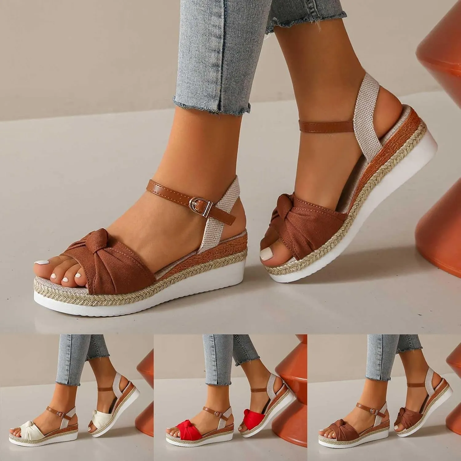 Orthopedic Wedge Sandals for Women 2024 Summer Dressy Open Toe Ankle Strap Platform Sandals Comfortable Wedges Sandals Shoes