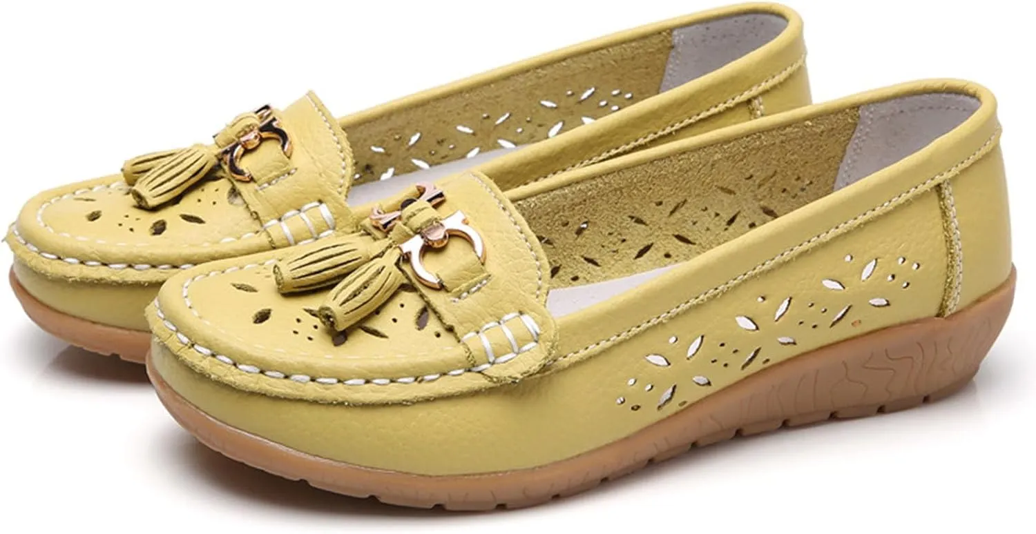 Orthopedic Women Summer Slip On Loafers Breathable Leather Comfortable Walking Shoes for Work Casual Wear