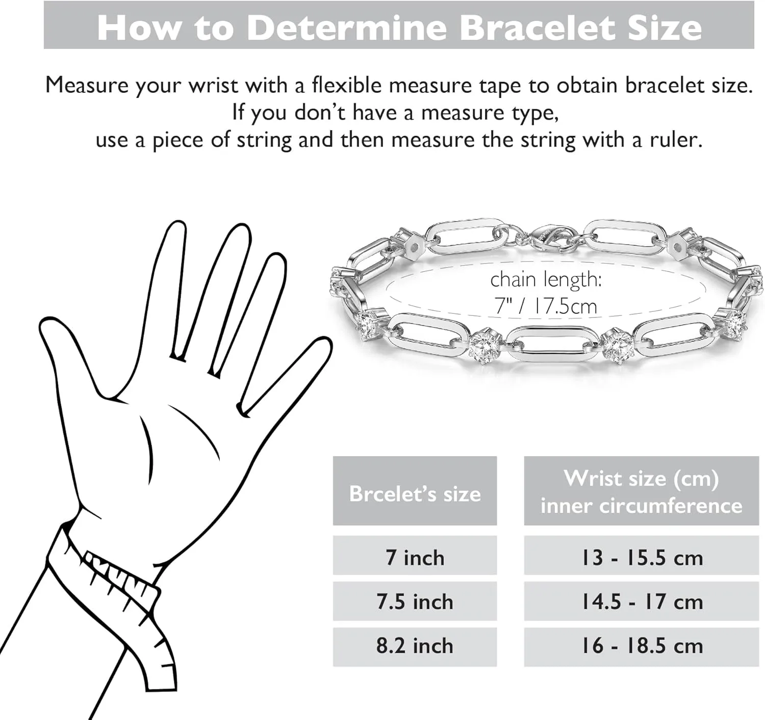 Paperclip Bracelet for Women Couple Bracelets with CZ Chain Strand Jewelry Gift for Girls
