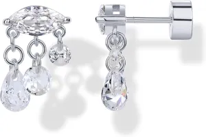 PAVOI 14K Gold Plated Sentimental Dangle Flat Back Earrings for Women | Helix and Cartilage Pearl Cluster Triangle Lotus Pear Marquise Cubic Zirconia Screw Back Earring Pair