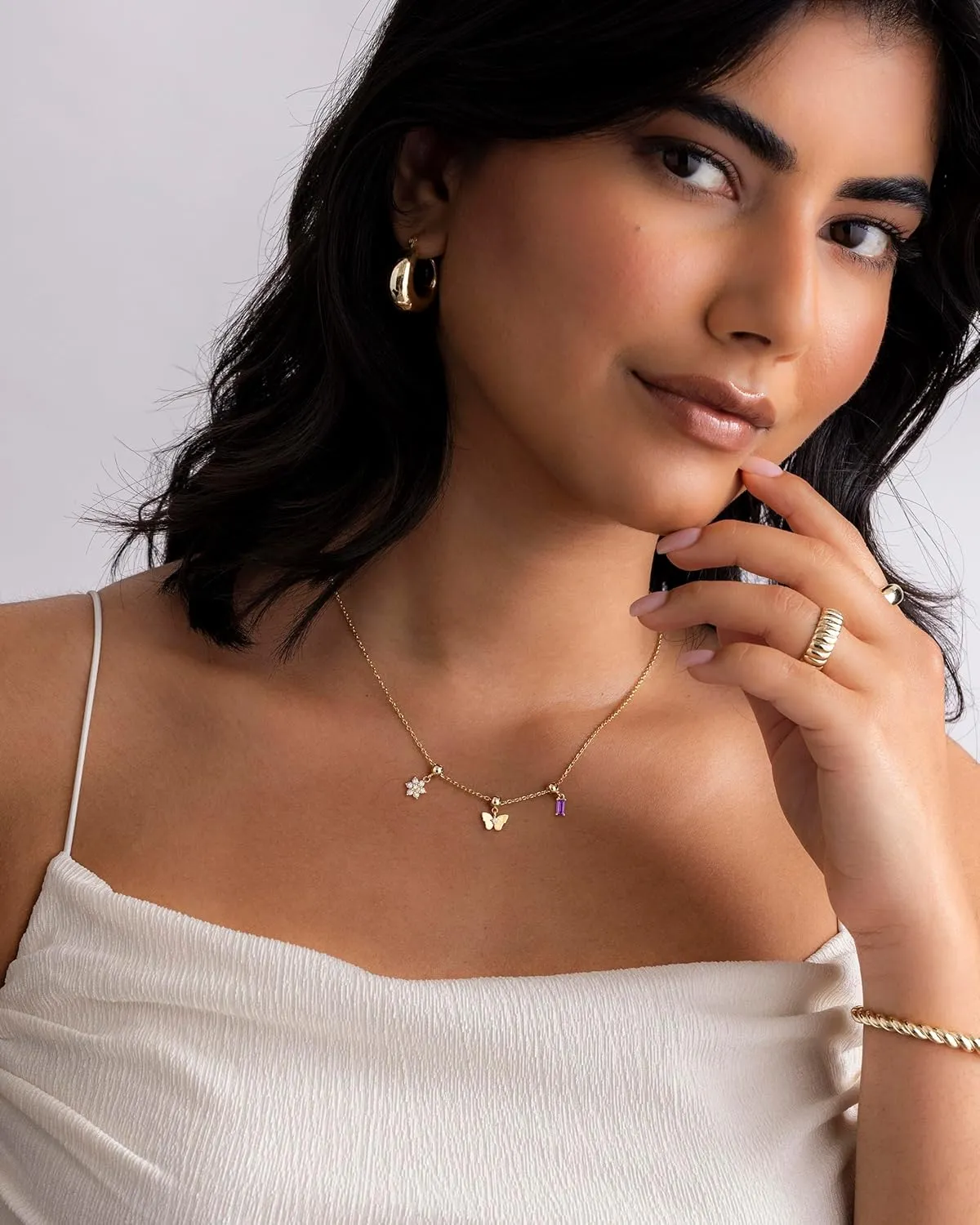 PAVOI Adjustable Whimsical Gold Charm Necklace for Women, 14K Gold Plated Cute Dainty Pendant Necklaces with Charms Set, Hypoallergenic Chain Trendy Cubic Zirconia Heart Religious Sports Pearl Pendant