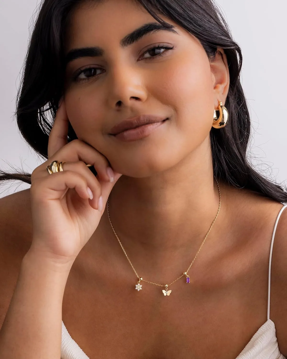 PAVOI Adjustable Whimsical Gold Charm Necklace for Women, 14K Gold Plated Cute Dainty Pendant Necklaces with Charms Set, Hypoallergenic Chain Trendy Cubic Zirconia Heart Religious Sports Pearl Pendant