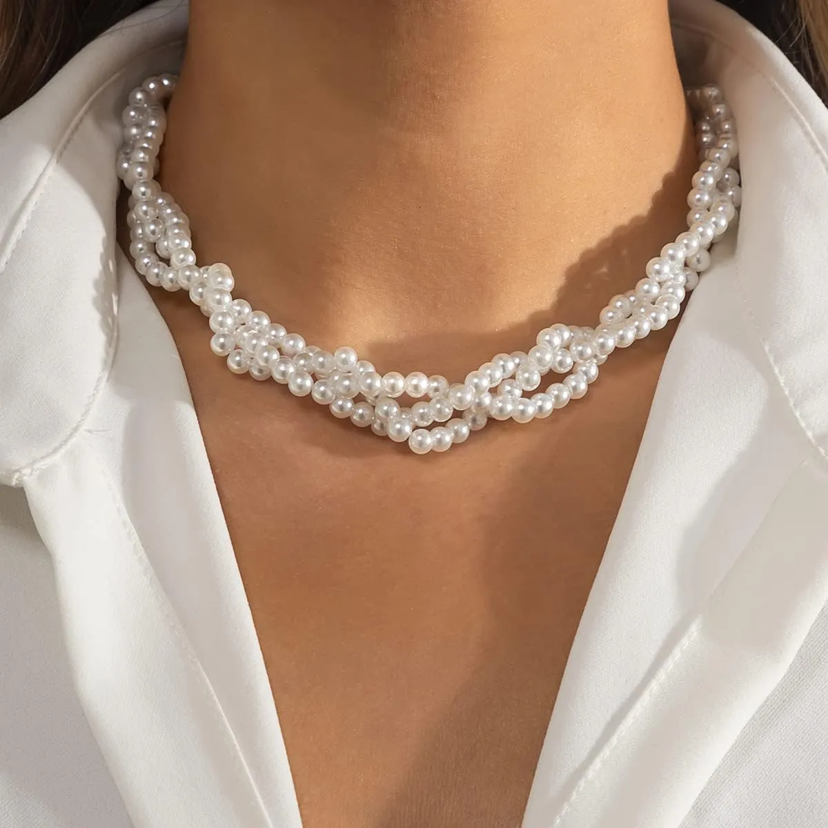 Pearl Choker Necklaces for Women Faux Pearl Necklaces Layered Pearl Necklace Big Chunky Pearl Necklace Summer Pearl Necklace Fashion Jewelry Gifts
