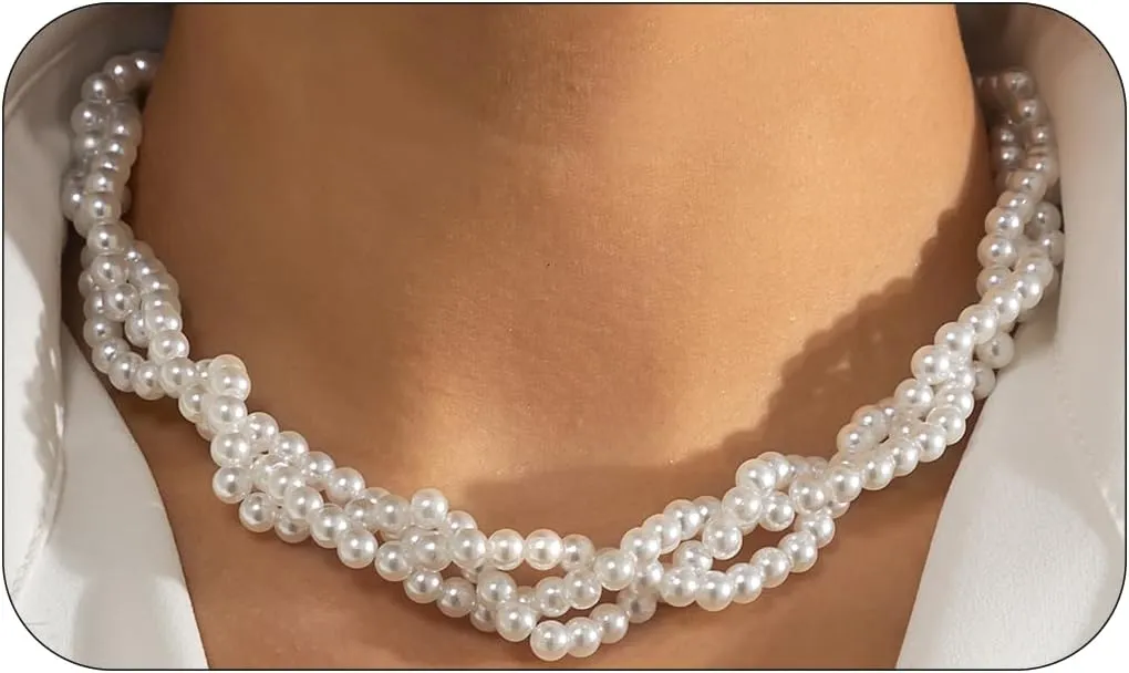 Pearl Choker Necklaces for Women Faux Pearl Necklaces Layered Pearl Necklace Big Chunky Pearl Necklace Summer Pearl Necklace Fashion Jewelry Gifts