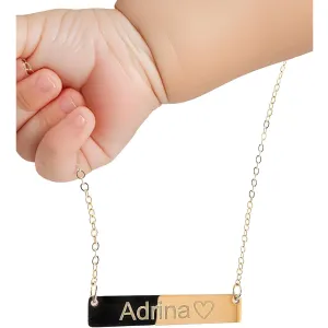 Personalized Baby Name Bar Necklace - Custom ID Name Bar Pendant - Meaningful and Stylish Infant Gift