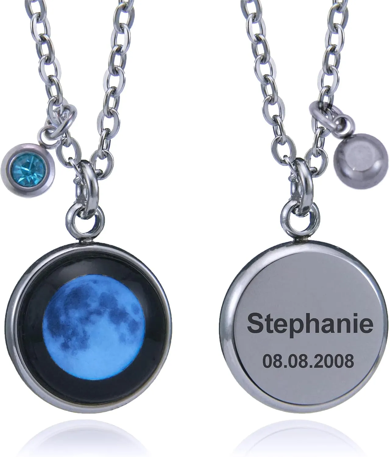 Personalized Birth Moon Necklace for Women - Custom Engraved Name & Speical Date Jewelry for Her - Birthday, Anniversary, Meaningful Keepsake Pendant Gift