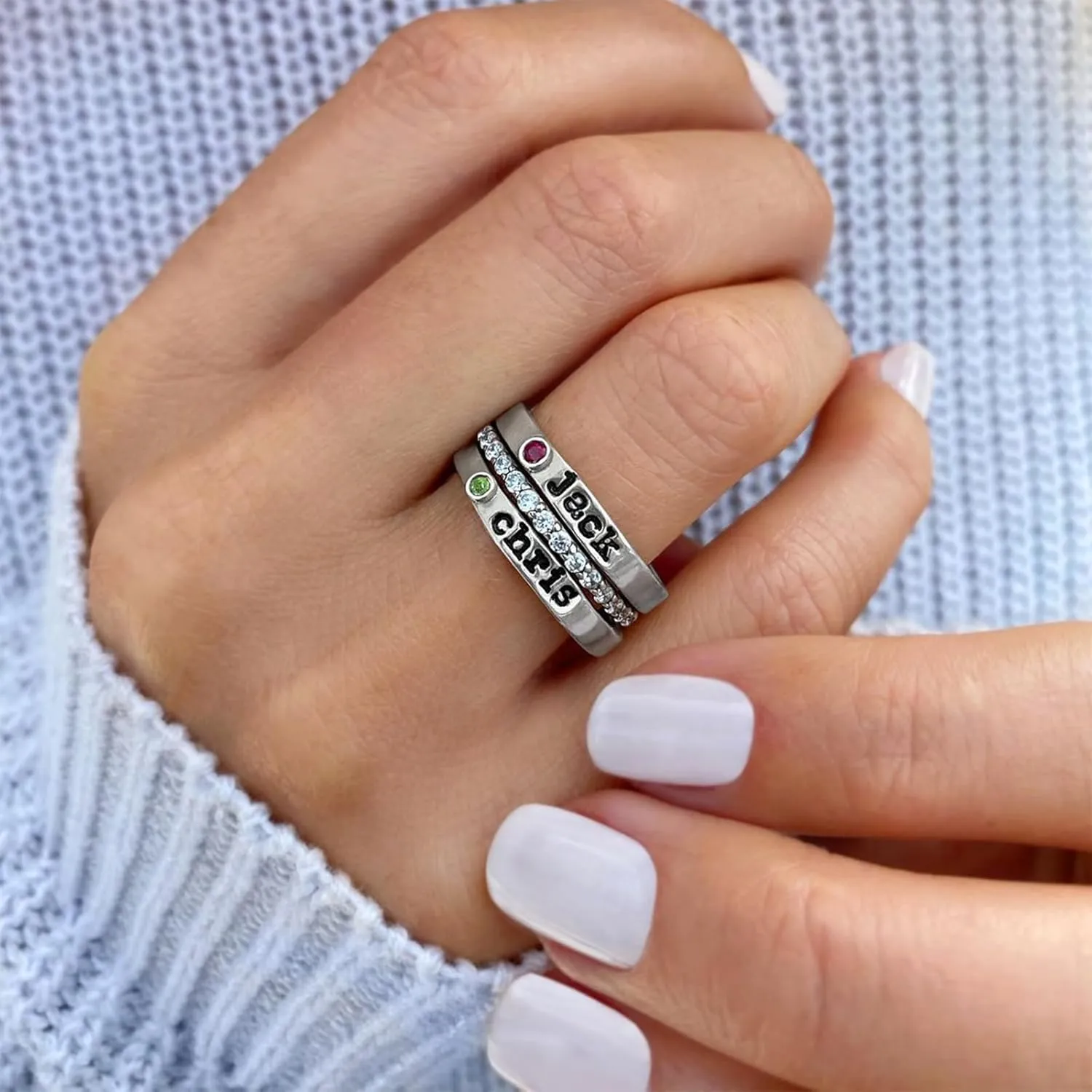 Personalized Custom Mother's Day Stackable Ring with Birthstone Gift for Women, Custom Dainty Multiple Name Mom Ring Gift for Mama Grandmother.