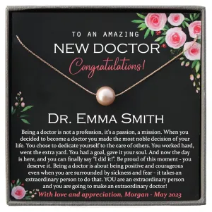 Personalized New Doctor Graduation Gift for Women, Pearl Necklace with Meaningful Message, 14K Gold Filled or 925 Sterling Silver