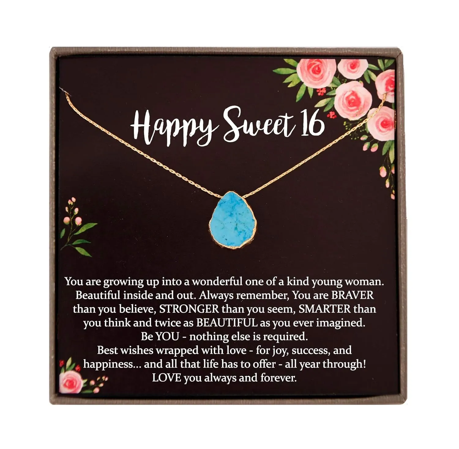 Personalized Sweet 16 Gift for Girls, Gemstone Necklace, Jewelry with Meaningful Message