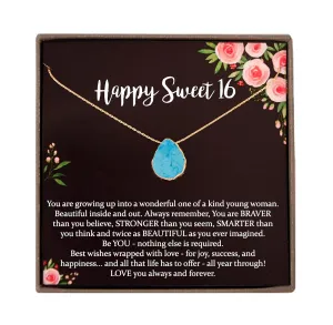 Personalized Sweet 16 Gift for Girls, Gemstone Necklace, Jewelry with Meaningful Message