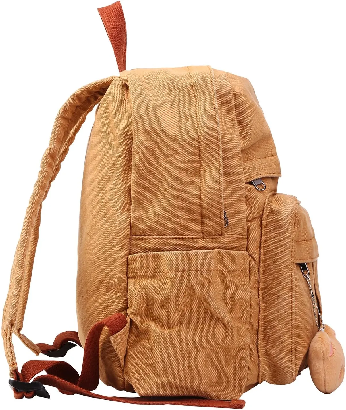 Phaoullzon Small Backpack Purse for Women Travel Vintage Canvas Casual Daypack,Dark Orange