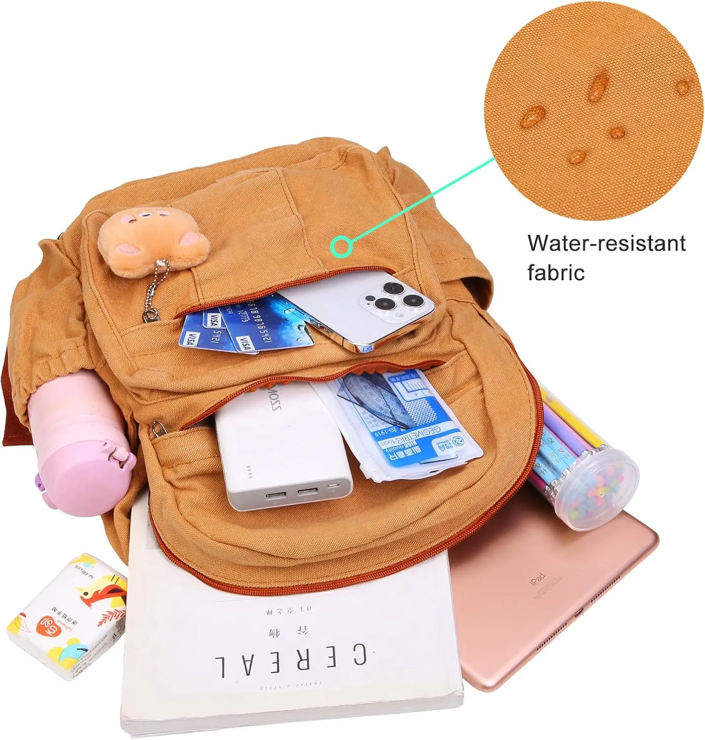 Phaoullzon Small Backpack Purse for Women Travel Vintage Canvas Casual Daypack,Dark Orange