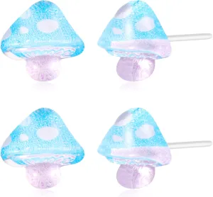 Plastic Earrings, KMEOSCH Mushroom Plastic Earrings - 2 Pairs of Hypoallergenic Studs for Sensitive Ears (Add a playful and fun touch to any outfit)