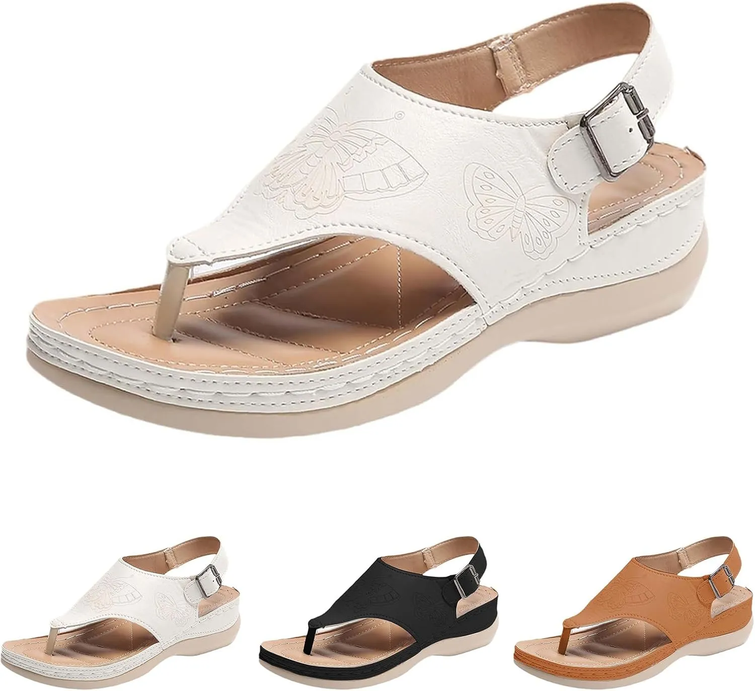 Platform Sandals Women Comfortable Orthopedic Sandals with Arch Support Breathable Walking Slippers Dressy Lightweight Open Toe Sandal Casual Non-Slip Summer Beach Dress Shoes