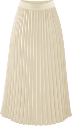 Pleated Skirts for Women High Elastic Waist Midi Long Maxi Skirt Shirring A Line Skirts Fall Winter Mini Dress