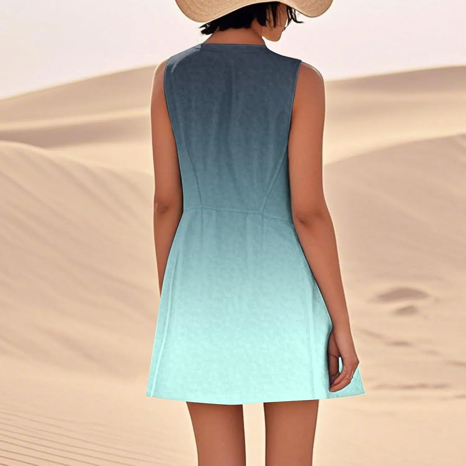 Plus Size Cotton Linen Midi Summer Dresses for Curvy Women 2025 Sleeveless Vacation Beach Sundresses with Pockets