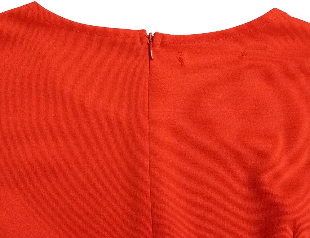 Plus Size Midi Pencil Dress for Women Elegant Ruffle Sleeve Round Neck Bodycon Cocktail Party Formal Dress
