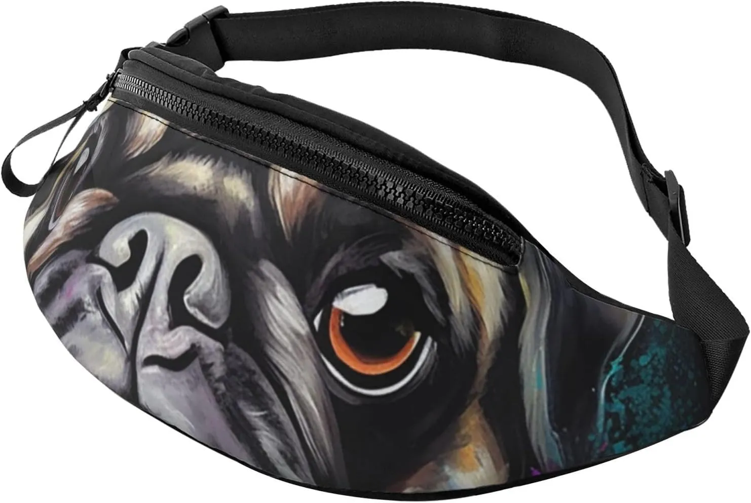 Portrait Of Pug Fanny Pack for Men Women Fashion Waist Packs Travel Crossbody Bag With Adjustable Strap Everywhere Belt Bag Waterproof Chest Bags Cycling Bum Bag Wallet