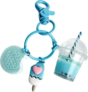 POYAMUSE Kawaii Macaron Color Mini Ice Cream and Boba Keychain Charm, Cute and Whimsical Pendant, Colorful Keychain for Women