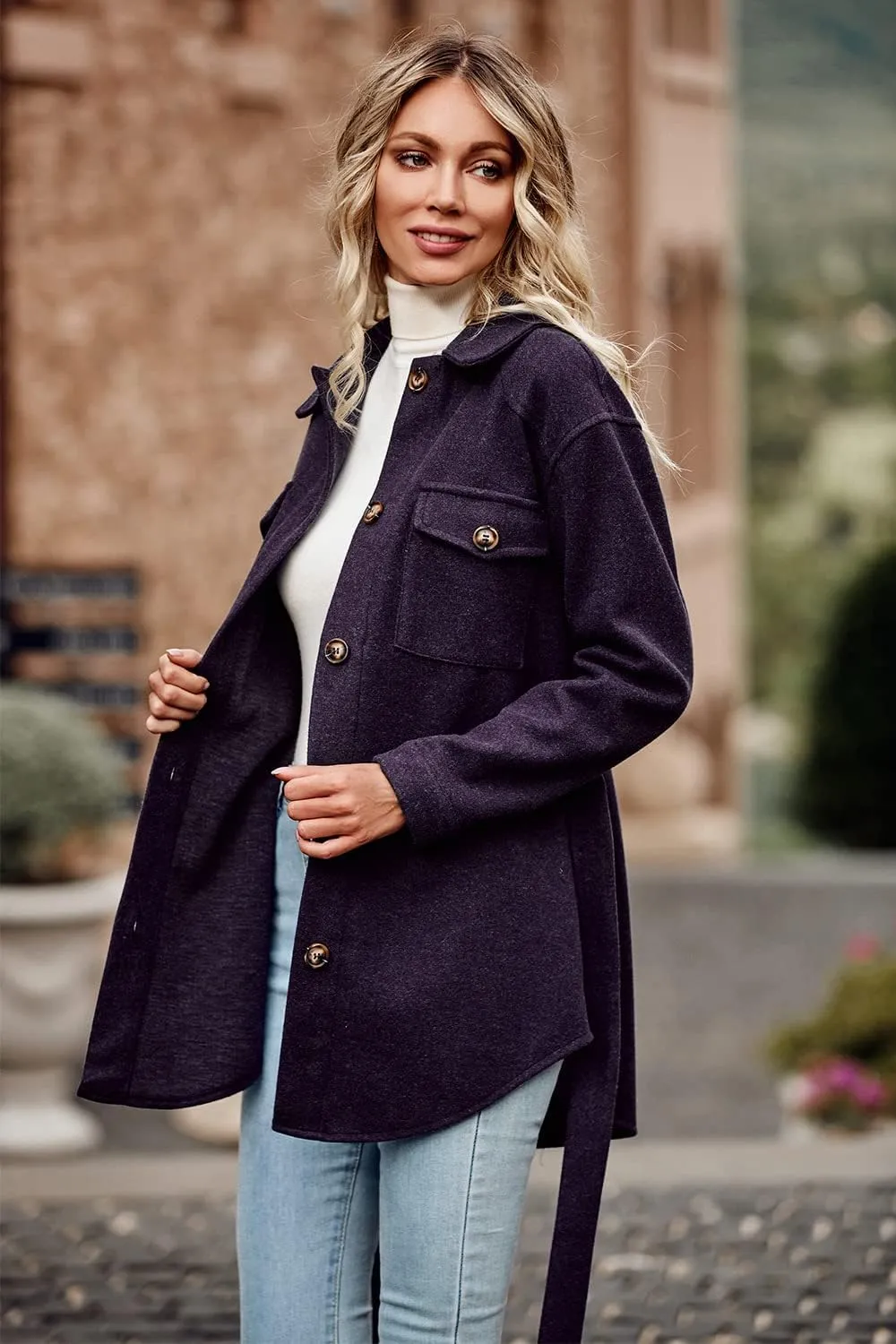 PRETTYGARDEN Women's Fall Fashion Winter Trench Coats Lapel Button Down Peacoat Belted Outerwear Casual Jackets