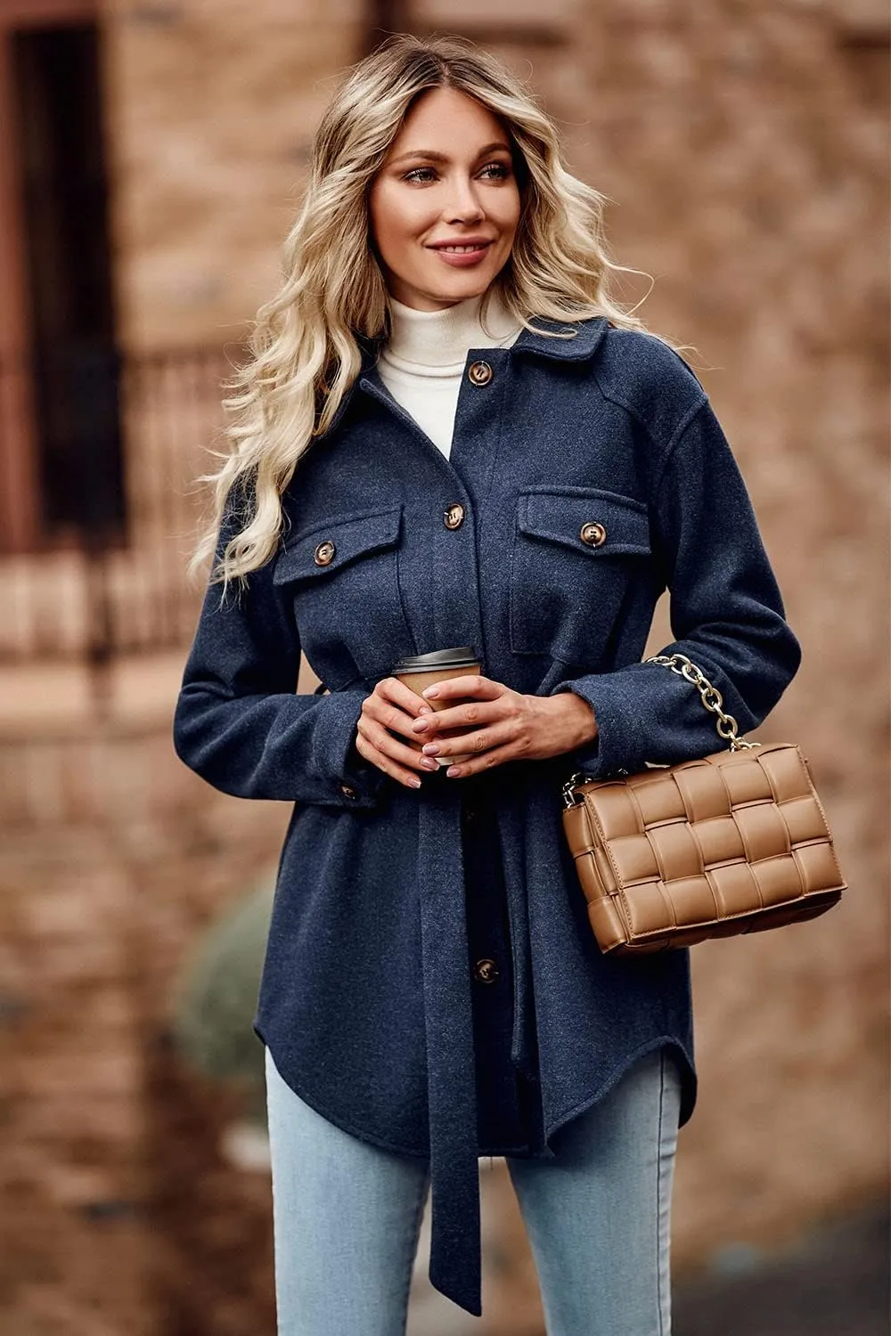 PRETTYGARDEN Women's Fall Fashion Winter Trench Coats Lapel Button Down Peacoat Belted Outerwear Casual Jackets