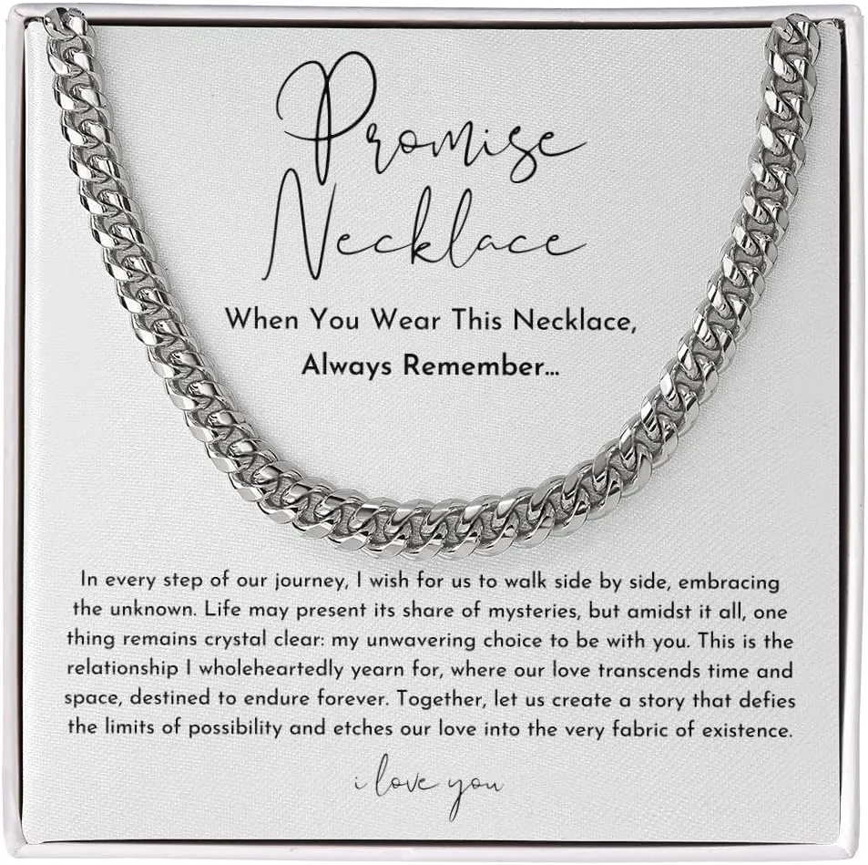 Promise Necklace For Him, Personalized Sentimental Meaningful Gifts For Boyfriend, Cool Boyfriend Necklace, To My Man Necklaces Gift, Silver Gold Cuban Link Chain For Men, Drummers Birthday Christmas