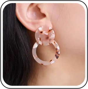 Punk Acrylic Tortoise Circle Dangle Earrings - Brown Tortoise Shell Hoop Drop & Disc Earrings for Women
