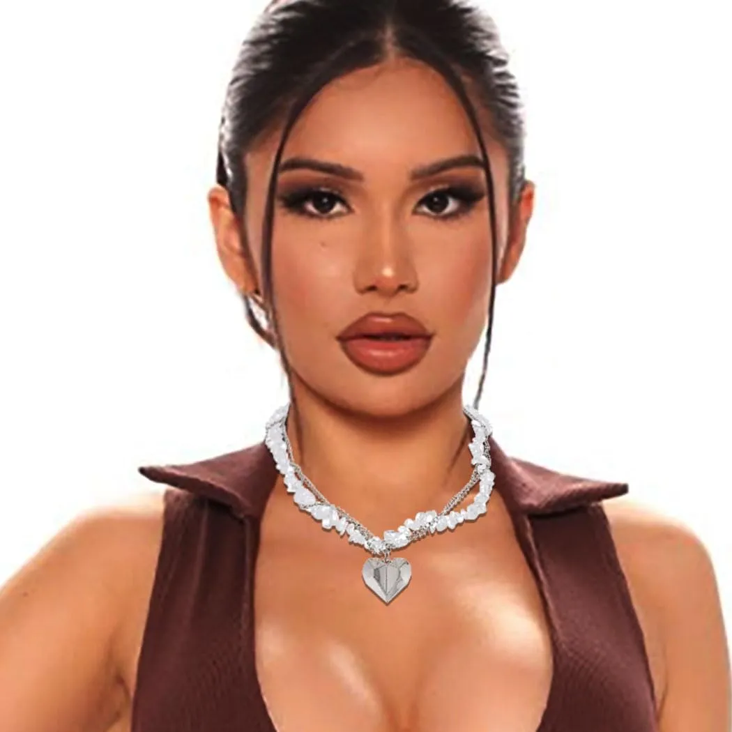 Punk Choker Necklace for Women Silver Star Chain Choker Heart Y2K Grunge Necklaces Goth Rivet Layered Choker Rhinestone Jewelry Gifts