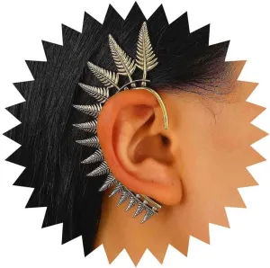 Punk Leaf Ear Climber Cuff Earrings Gold Leaf Ear Wrap Earrings Leaves Ear Crawler Earrings Leaf Ear Cuff Earrings Exaggerated Leaf Earrings No Piercing Earrings Jewelry for Women