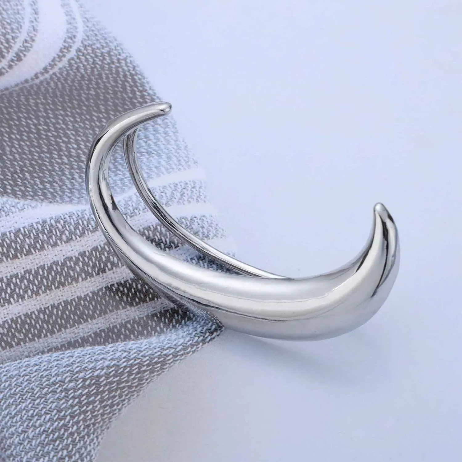 Punk Moon Ear Cuff Earrings Moon Ear Climber Cuff Earrings Gold Celestial Moon Earrings Crescent Ear Wrap Earrings Non Piercing Climber Crawler Earrings Exaggerated Metal EarringsGold Left)