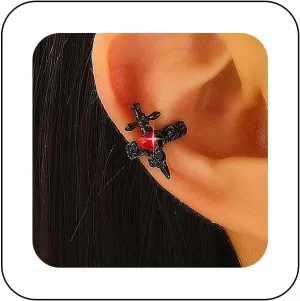 Punk Sword Ear Cuff Earrings Ruby Sword Earrings Silver Cross Cuff Wrap Earrings Cz Dagger Earrings Dagger Cartilage Cuff Earrings Sword Crawler Cuff Earrings Jewelry for Women