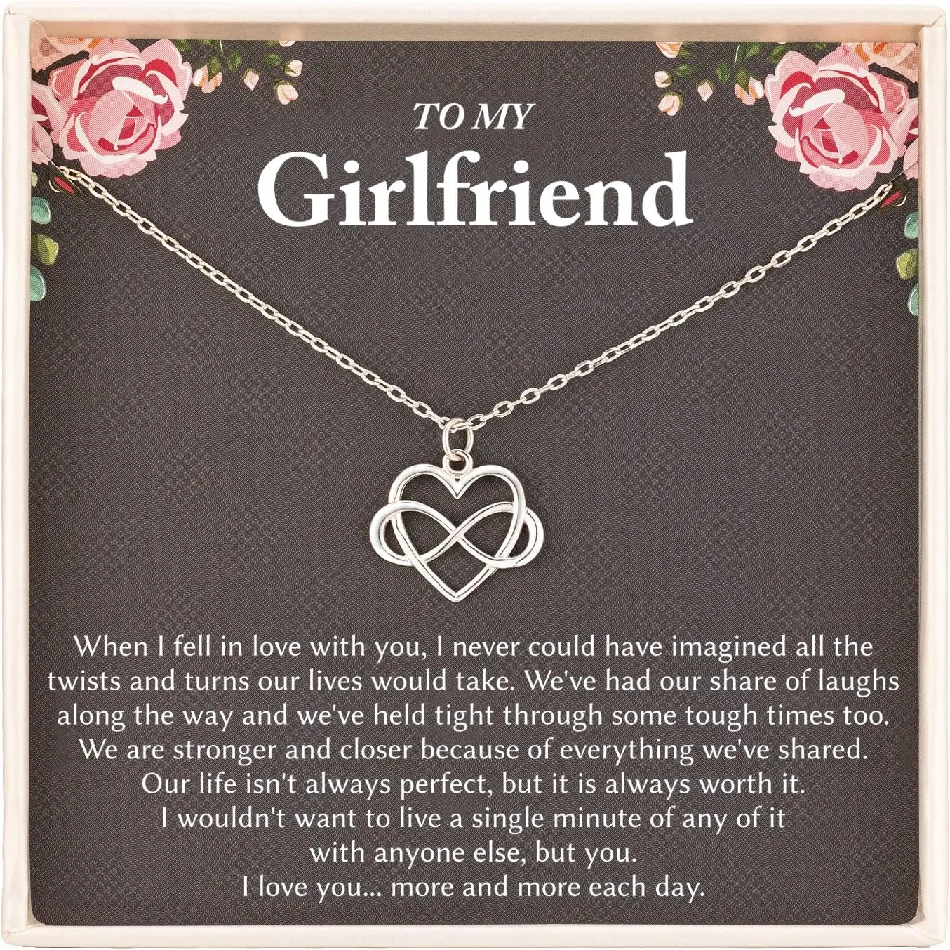 RareLove Gifts for Girlfriend 925 Sterling Silver Tiny Infinity Heart Necklaces Romantic Gifts for Her